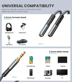 JOMLEY Headphone Splitter 1ft(0.3m), Audio Splitter 3.5mm 1 Male to 2 Female Adapter, Nylon-Braided 3.5mm Dual Headphone Jack Extension Cable for Headset, Smartphone, Tablet, Laptop