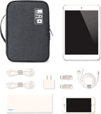 mygreen Electronics Travel Organizer, Watreproof Electronic Accessories Case Portable Double Layer Cable Storage Bag for Cord, Charger, Flash Drive, Phone, Ipad Mini, SD Card, Gifts for Him Black