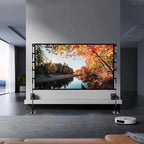 TOWOND Projector Screen and Stand, 120 inch Outdoor Projector Screen Indoor, Portable Movie Screen 16:9 4K Front Rear Projection Screen with Carry Bag Wrinkle-Free Design for Home Backyard Theater