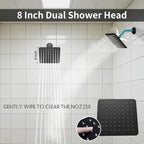KATAIS Shower Faucet Set Matte Black Shower System with 12 inch Ceiling Mounted Shower Head and Dual 8 inch Wall Mounted Shower Head, Digital Display Shower Fixtures with Handheld Spray