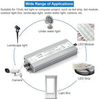 LLTOP LED Driver 60 Watts Waterproof IP67 Power Supply AC100-264V to 12V DC 5A Low Voltage Transformer Ultra Thin Adapter for Outdoor LED Lights, Computer Project