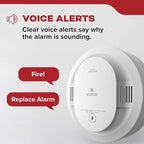 Kidde Smoke Detector for Home, 10-Year Battery Powered, Voice Alerts, LED Light Notifications, 3-Pack