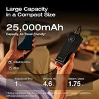 EF ECOFLOW Rapid Power Bank 25,000mAh, 170W Portable Charger with Dual 140W USB-C Ports for Multi-Device Charging, Smart TFT Screen, Compatible with iPhone 17/16/15/14, Samsung, Laptop (Black)