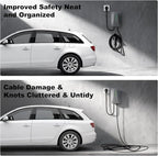 LEISHENG ENERGY EV Charger Holder Wall Mount, SAE J1772 Nozzle Holster Dock and Cable Hook Set, Electric Vehicle Charging Plug Holder Organizer with Screws