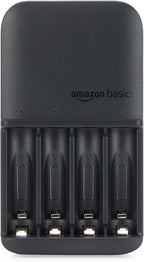 Amazon Basics Battery Charger for Rechargeable AA and AAA NiMh Batteries - NA Plug, 4-Bay, Black