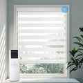 COOLWINDS Motorized Zebra Blinds for Windows Cordless Electric Curtains with Remote Control Blackout Shades Custom Smart Blinds Compatible with Alexa Google Home(Light Filtering White,W35 X 72in)