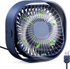 RJVW 4 Inch Small USB Desk Fan, 3-Speed Portable & 360°Rotatable Mini Cooling Fan, USB-Powered Desktop Fan for Home Office Bedroom Dorm Indoor Outdoor Summer Gift