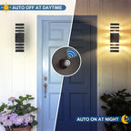 Delicavy 2PK Dusk to Dawn Sensor Outdoor Wall Lights Up Down Porch Lights Modern Exterior Light Fixtures Photocell Waterproof Black Aluminum Housing for Front Porch, Patio, Garage (Use Two E26 Bulbs)