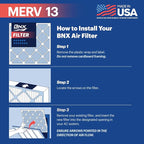 BNX TruFilter 14x25x1 Air Filter MERV 13 (6-Pack) - MADE IN USA - Electrostatic Pleated Air Conditioner HVAC AC Furnace Filters for Allergies, Pollen, Mold, Bacteria, Smoke, Allergen, MPR 1900 FPR 10