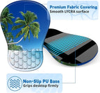 YIWEI Ergonomic Mouse Pad with Wrist Rest - Comfortable Office Mousepad with Memory Foam Wrist Support for Carpal Tunnel Relief, Mouse Pads with Non-Slip Base for Gaming and Home (Beach-3)