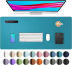 Aothia Leather Desk Pad Protector, Mouse Pad, Office Desk Mat, Non-Slip PU Leather Desk Blotter, Laptop Desk Pad, Waterproof Desk Writing Pad for Office and Home (Turquoise,31.5" x 15.7")