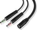 Weatwo 3.5mm Headphone Splitter for PC TRRS Female to TRS Dual Male Jack Y Splitter Aux Cable Headset Audio Adapter Cord for Gaming Headset Headphone Earphone to Dual-Jack PC Desktop Computer Laptop