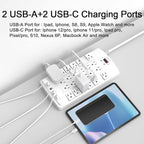 QINLIANF Surge Protector Power Strip - 10Ft Flat Plug Heavy Duty Extension Cord with 24 Outlets and 4 USB Ports(2 USB-C Ports), 1875W/15A, 4100J, for Home, Office, Dorm, ETL Listed, White