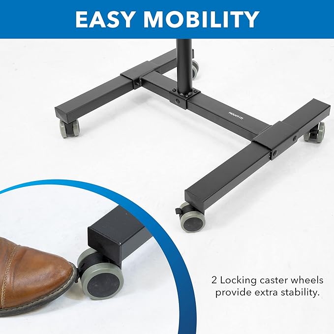 Mount-It! Mobile Projector and Laptop Stand (2 Shelves), Rolling Cart with Ventilated Tray, Heavy Duty, Height Adjustable Laptop and Projector Presentation Trolley, Black