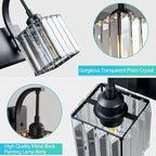 FDPBY Crystal Vanity Lights 6-Light Black Bathroom Vanity Lights Modern Crystal Bathroom Light Fixtures Over Mirror 51.18" Long Vanity Light for Bathroom