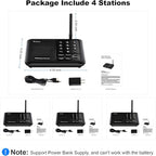 Wuloo Intercoms Wireless for Home 5280 Feet Range 10 Channel 3 Code, Wireless Intercom System for Home House Business Office, Room to Room Intercom, Home Communication System (4 Units Set, Black)