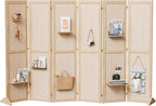 Bonnlo 4/6 Panel Pegboard Freestanding, 5 FT Portable Display Board Organizer for Craft Show Jewelry, Wooden Folding Privacy Screen Room Divider (Natural, 6 Panel with Base)