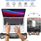 Wrist Rest Support Ergonomic Gel Mouse Pad & Memory Foam Keyboard Set, Non-Slip Rubber PU Base for Home Office Working Studying Easy Typing & Pain Relief - Floral Quote Bible Verses Psalm 46:5