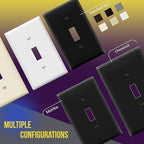 ENERLITES Mid-Size Toggle Light Switch Wall Plate, Midway Size 2-Gang 4.88" x 4.92", Unbreakable Polycarbonate Thermoplastic, UL Listed, 8812M-BK-5PCS, Black (5 Pack)