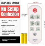 Anderic RR1004 Big Button TV Remote Control – Senior Friendly, Easy-to-use with Glow Keys, Simple Layout – Ideal for Elderly Care & Assisted Living – Compatible with Most IR TVs - White - 1 Pack