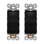 LIDER Minimalist Design Matte Finish Lighted Decorator Switch, Frameless Paddle Light Switch with Locator Light, Grounding Screw, 15A 125V, UL Listed, LS15-1P-BK2P, Black, 2 Pack