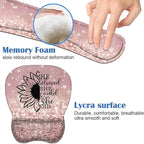 Mouse Pad Wrist Support and Keyboard Wrist Rest Set with Coasters, She Believed She Could So She Did Inspirational Quote with Non-Slip PU Base Ergonomic Mousepad for Home Office Working Studying