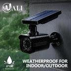 WALI Dummy Fake Camera, Security Camera with Motion Sensor Flood Light, Simulated Surveillance Security CCTV Dome Camera Indoor Outdoor (TCB2-SOL), 2 Packs, Black-Solar