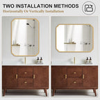 Gold Bathroom Vanity Mirror for Wall 24" x 36" Modern Rounded Rectangle Mirror with Metal Framed Mirrors for Over Sink Wall Decorative (Horizontal/Vertical)