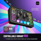 FIFINE Gaming Audio Mixer, Streaming RGB PC Mixer with XLR Microphone Interface, Individual Control, Volume Fader, Mute Button, 48V Phantom Power, for Podcast/Recording/Vocal/Game Voice-AmpliGame SC3