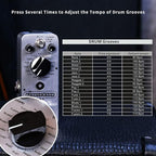 MOOER Groove Loop drum machine with 20 minute finder, 16 different drum grooves, 3 modes, play tempo for loop, record, practice with micro loop drum pedal, mini guitar jamming tool