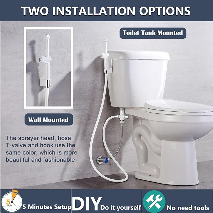 SonTiy Handheld Bidet Sprayer for Toilet, White Cloth Diaper Toilet Sprayer Attachment with Backflow Preventer, Adjustable Water Pressure Toilet Jet Spray for Feminine Wash