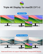 USB C Docking Station Dual Monitor, Selore Docking Station 3 Monitors Triple 4K Display with 2 HDMI, DisplayPort, 1 Gbps Ethernet, 100W PD Charging, USB 3.0 Ports Adapter for Dell, HP, etc(Black)