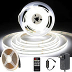 AXMOTUT White COB LED Strip Light, Dimmable 16.4ft/5m LED Light, 6000K Daylight White 2400 LEDs High Lumen LED Tape Lights CRI 90+ with RF Remote and UL Power for Bedroom,Kitchen,DIY Home Decoration