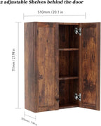 Bathroom Wall Cabinet Over Toilet Storage Cabinet 20x28 inch Brown Medicine Cabinets for Bathroom Storage Cabinet Space Saver with 2 Adjustable Shelves & 2 Doors