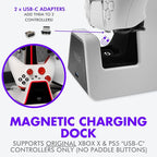 Tilted Nation Gaming Headset and Controller Stand | Premium PS5 Accessories (Clean Space with Charging Station) Headphone and Controller Holder for Desk, PlayStation 5, Xbox Game,