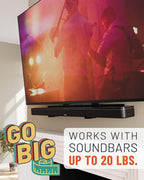 ECHOGEAR XL Soundbar Mount for Speakers up to 20lbs – Attaches to TVs up to 86” or Wood Studs 16-24”– Universal Design & 2.6” Extension for Dolby Atmos – Easy DIY Install w/Included Hardware
