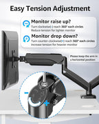 MOUNTUP Dual Monitor Stand for Desk, Monitor Arms for 2 Monitors 32 27 24 22 Inches, Height Adjustable Double Monitor Mount, VESA Mount with C-Clamp & Grommet Base, Holds 4.4-17.6lbs