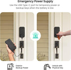 TREATLIFE Smart Door Lock with WiFi Bluetooth Gateway, Keyless Entry Door Lock with Code, Fingerprint and Keypad Deadbolt for Front Door, App Remote Control, Auto Lock, Black