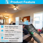 Thermostatic Ceiling Fan Remote Control Replacement for Hampton Bay 2AAZPHD3/HD3 KUJCE10320/TR222A, with Timer Light Dimmer, 3-Speed Wall Mount (Remote Only)