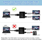 HDMI Splitter 1 in 2 Out【with 3HDMI Cables + 1USB Strip Power Cable 】 1×2 Power HDMI Splitter/Distributor 2 Ports for Dual Monitors Copy/Mirror Support 4K@30Hz 1080P Full HD 3D LED PS3/4 etc