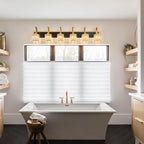 FDPBY Crystal Vanity Lights 6-Light Black Gold Bathroom Vanity Lights Modern Crystal Bathroom Light Fixtures Over Mirror 51.18" Long Vanity Light for Bathroom