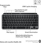 Logitech MX Keys Mini for Mac Minimalist Wireless Keyboard, Compact, Bluetooth, Backlit Keys, USB-C, Tactile Typing, Compatible with MacBook Pro & Air,iMac,iPad - Space Grey