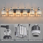 BBLLWJ 6 Light Bathroom Vanity Light Modern Black Vanity Light Fixtures Bathroom Light Fixtures Over Mirror Crystal Vanity Lighting Fixtures
