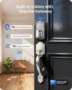 Veise VE027-H Built-in Wi-Fi Fingerprint Smart Deadbolt Lock with Handleset, App Remote & Voice Control, Keyless Entry Front Door Lock Set, Touchscreen Keypad, Auto-Lock, Easy Setup, Satin Nickel