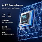 GEEKOM GT1 Mega AI Mini PC, with Intel 14th Gen Core Ultra 9 185H | 32GB DDR5 1TB NVMe SSD | Intel Arc Graphics | Dual 2.5G LAN & WiFi 7 | 8K Quad Display | Windows 11 Pro | 3-Year Warranty | SD Solt