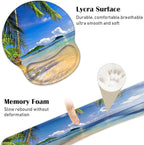 Keyboard Wrist Rest and Mouse Pad Wrist Support Set with Coasters, Non-Slip PU Base Ergonomic Gaming Mousepad for Home Office Working Studying Easy Typing & Pain Relief, Shore Palms Tropical Beach