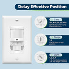 TOPGREENER in-Wall PIR Motion Sensor Light Switch, Motion Sensor Switch, Occupancy Sensor Switch, On/Off Override, 4A, 500W, Single Pole, 𝐍𝐞𝐞𝐝 𝐍𝐞𝐮𝐭𝐫𝐚𝐥 𝐖𝐢𝐫𝐞, TSOS5, White, 4 Pack