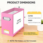 BALEINE File Organizer Box, Cardboard File Folder Organizer with Handle for Letter Size, Portable Collapsible Hanging Filing Box for Home Office Document Storage (2 Pack, Pink)