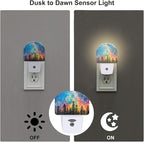 sndheke Northern Lights and Forest Night Light for Kids,Milky Way Galaxy Trees Night Light Plug in with Dusk to Dawn Sensor,0.5w Energy Saving Nightlight for Hallway Stairway Kitchen Bedroom