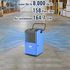 158 Pints Commercial Dehumidifier with Pump for Basements, Industrial Heavy Duty Commercial-grade Portable Dehumidifiers for Large Spaces Warehouse Grow Room, Water Damage Restoration